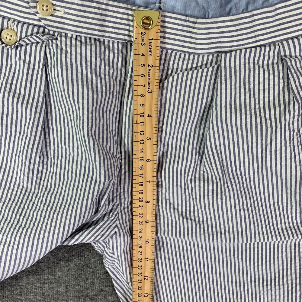 Polo Ralph Lauren Pleated Pants Men 32x32 Seersucker Blue Striped Old Money Luxe - Picture 10 of 12